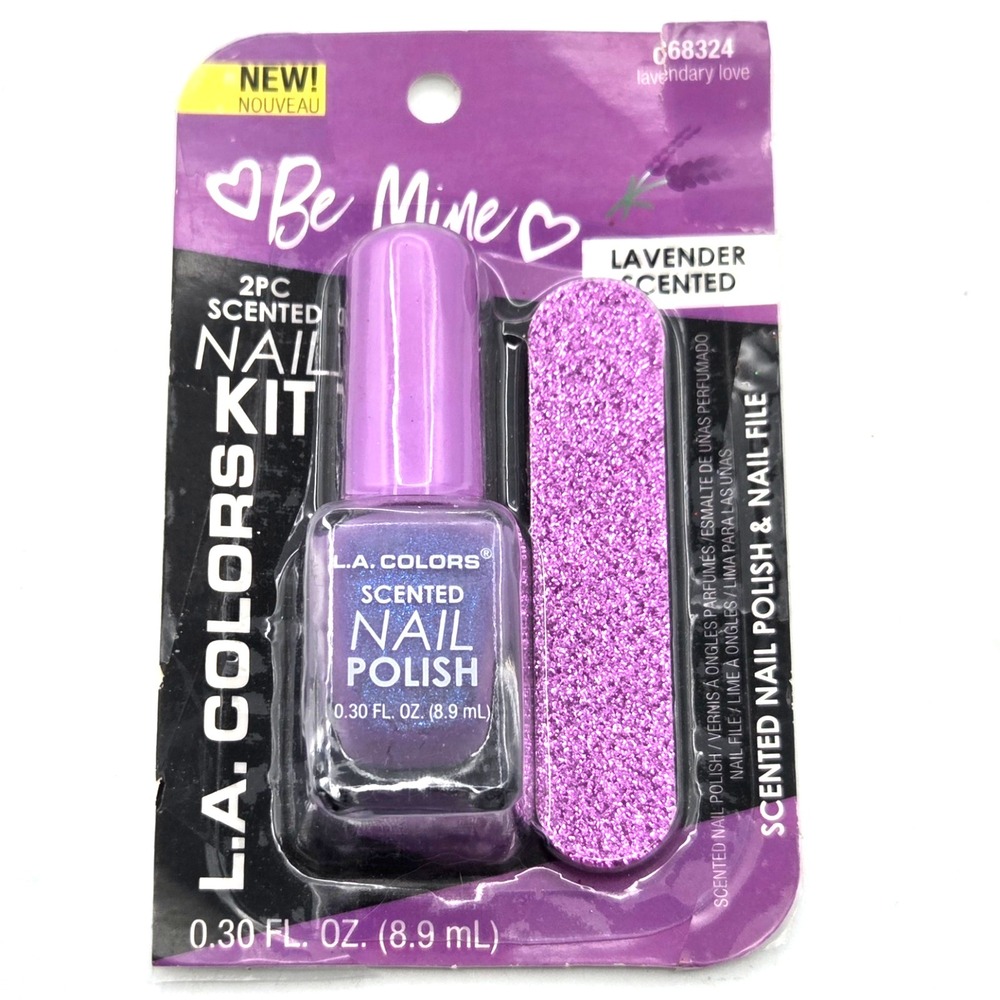 L.A. Colors C68324 Lavender Scented "Lavender Love" Nail Polish & Nail File-NEW